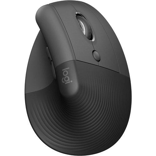Mouse Sem Fio Logitech Lift Vertical com Design Ergonômico para Redução de Tensão Muscular, Cliques Silenciosos, Conexão Bluetooth ou USB Logi Bolt, Compatível com Windows/macOS/iPadOS - Grafite