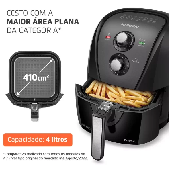 Fritadeira sem óleo air fryer 4L Mondial preto 1500W AFN-40-BFT - Imagem 2